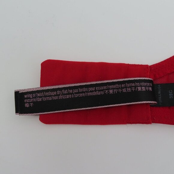 Victorias Secret 38C Very Sexy Push Up Bra Red Lace Gold Ring Underwire Padded - Picture 15 of 16